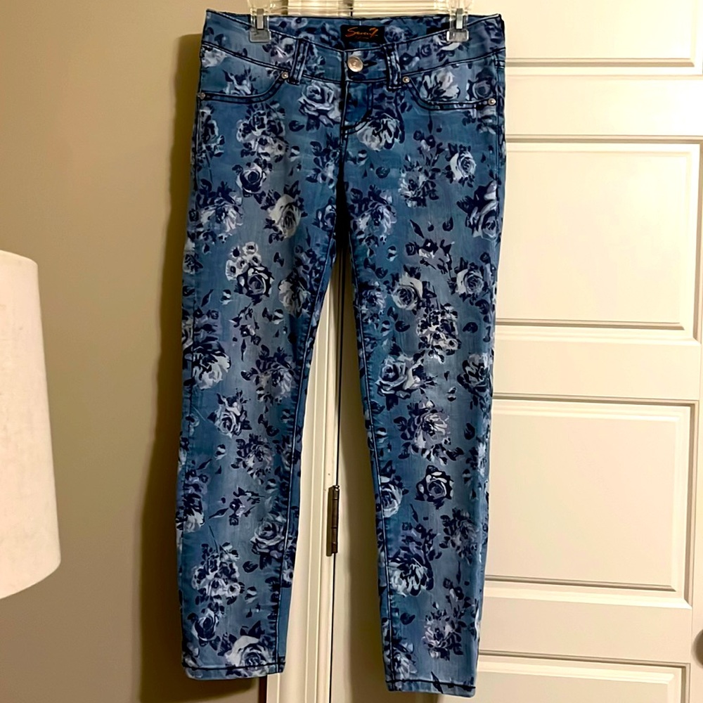 Women's Seven7 Petite Floral Skinny Jeans  4P